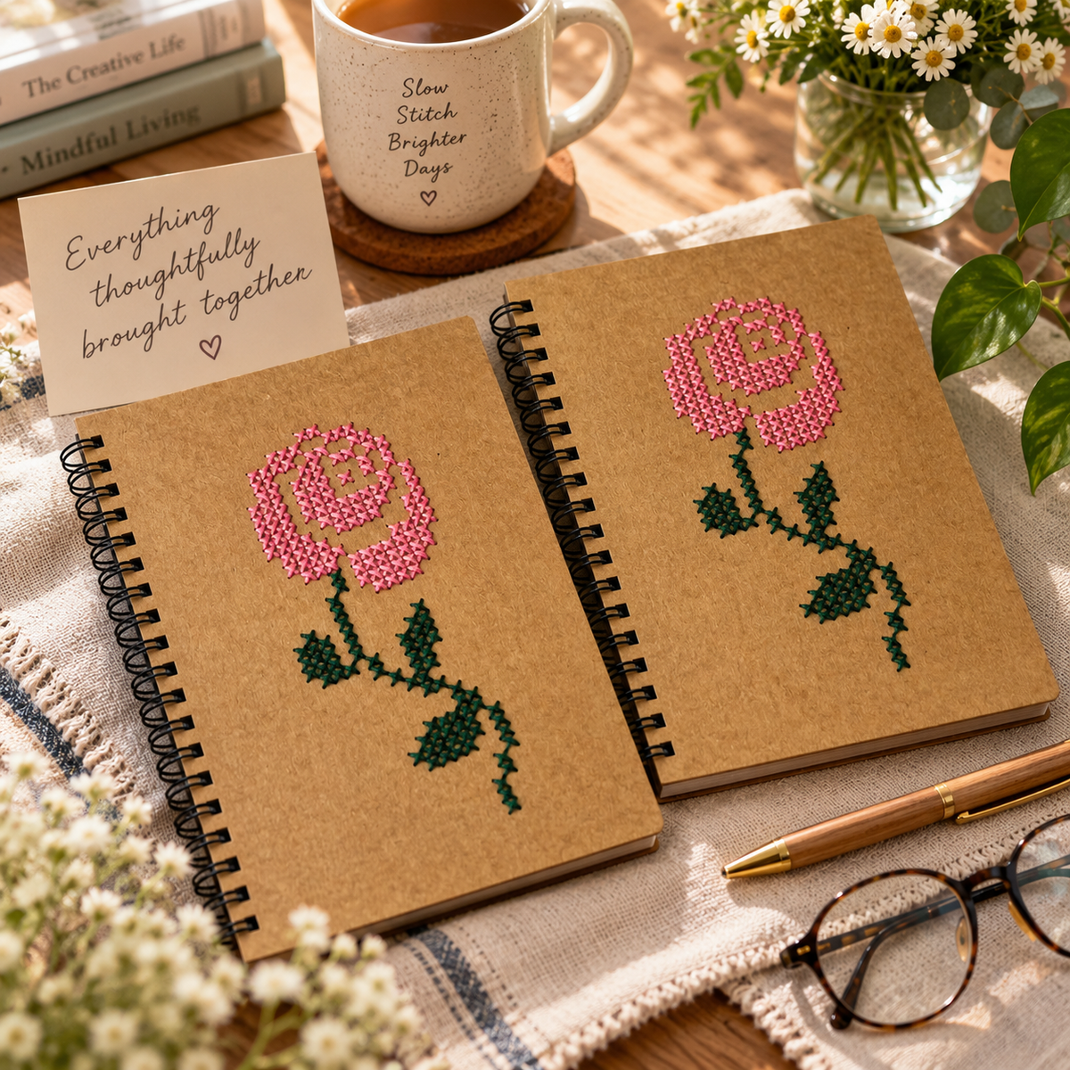 Stitched in Bloom Cross-Stitch Diary Kit