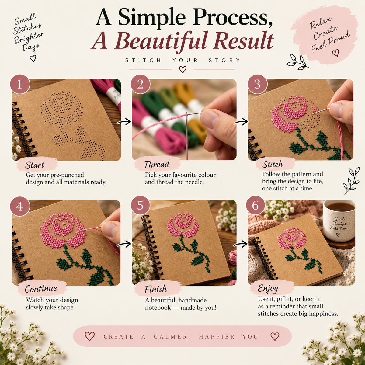 Stitched in Bloom Cross-Stitch Diary Kit
